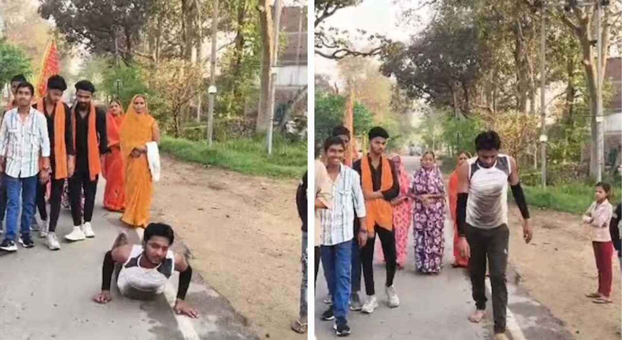 Man completes 9km prostration pilgrimage seeking solace after divorce, inspiring others with his dedication and spiritual journey.
