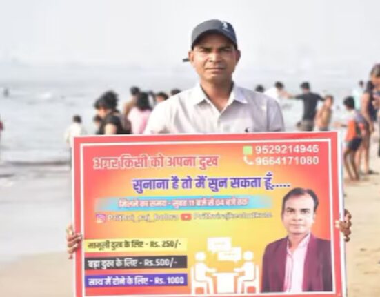 Mumbai Beach Vendor Charges to Listen to Your Troubles