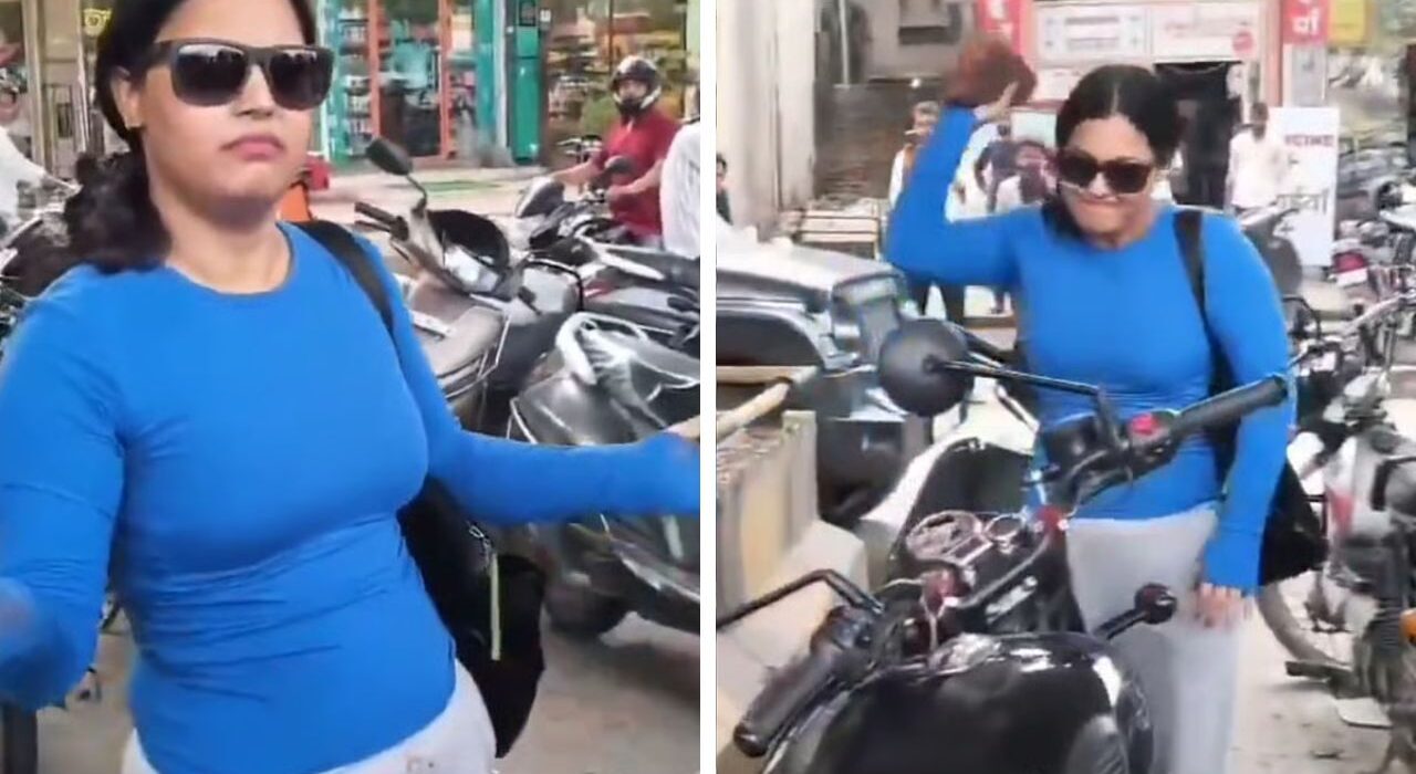 Woman Smashes Man's Bike with Helmet After Minor Jaipur Traffic clash