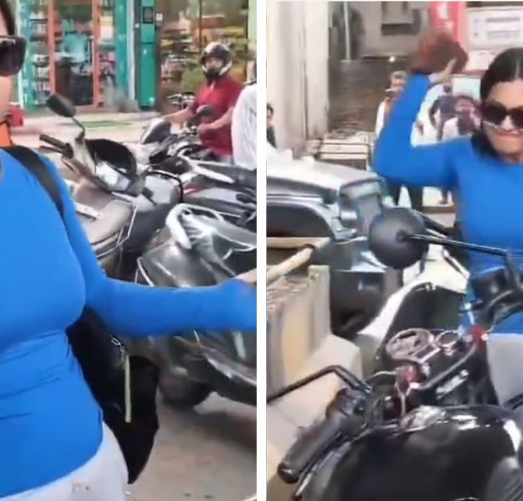Woman Smashes Man's Bike with Helmet After Minor Jaipur Traffic clash