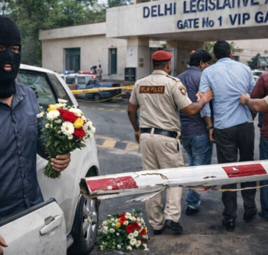 Masked Man Breaches Delhi Assembly VIP Gate, Leaves Bouquet; 3 Detained