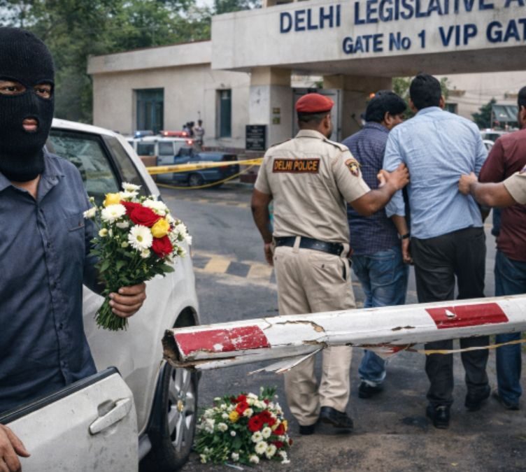 Masked Man Breaches Delhi Assembly VIP Gate, Leaves Bouquet; 3 Detained