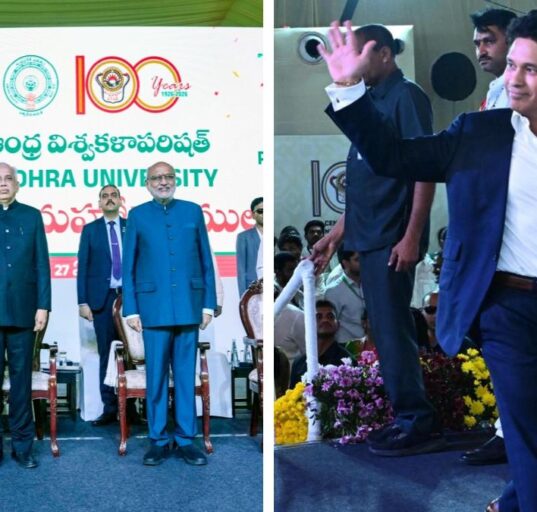 Sachin Tendulkar Removes Shoes in Humble Gesture at Andhra University Centenary