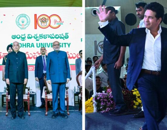 Sachin Tendulkar Removes Shoes in Humble Gesture at Andhra University Centenary