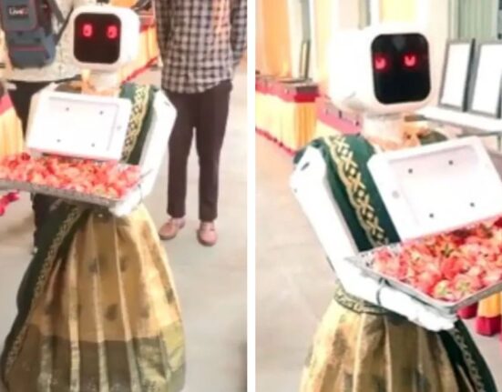 Saree-Clad Robot Nila Greets Voters in Puducherry Elections