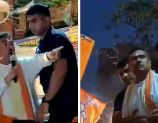 Suvendu Adhikari Clashes with TMC Workers During Howrah Roadshow