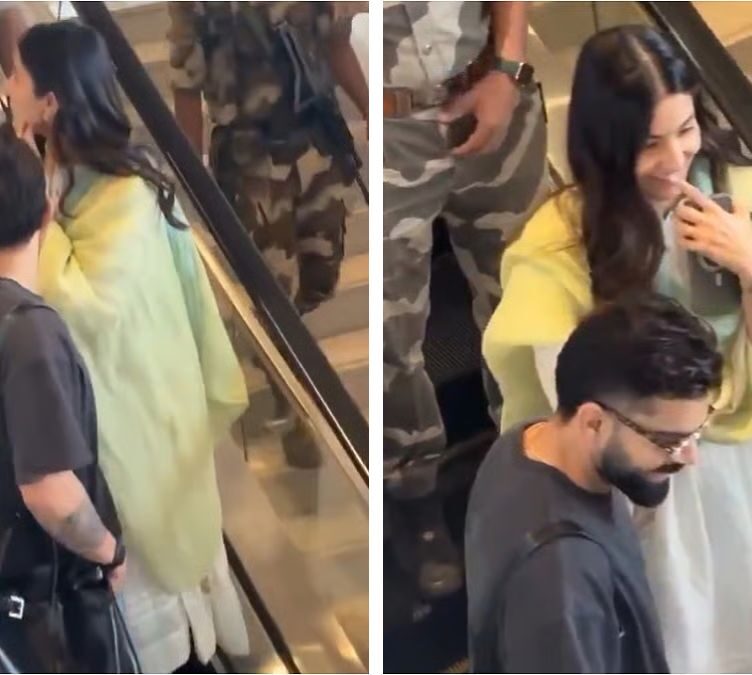 Virat Kohli and Anushka Sharma Spotted at Bengaluru Airport Heading to Delhi